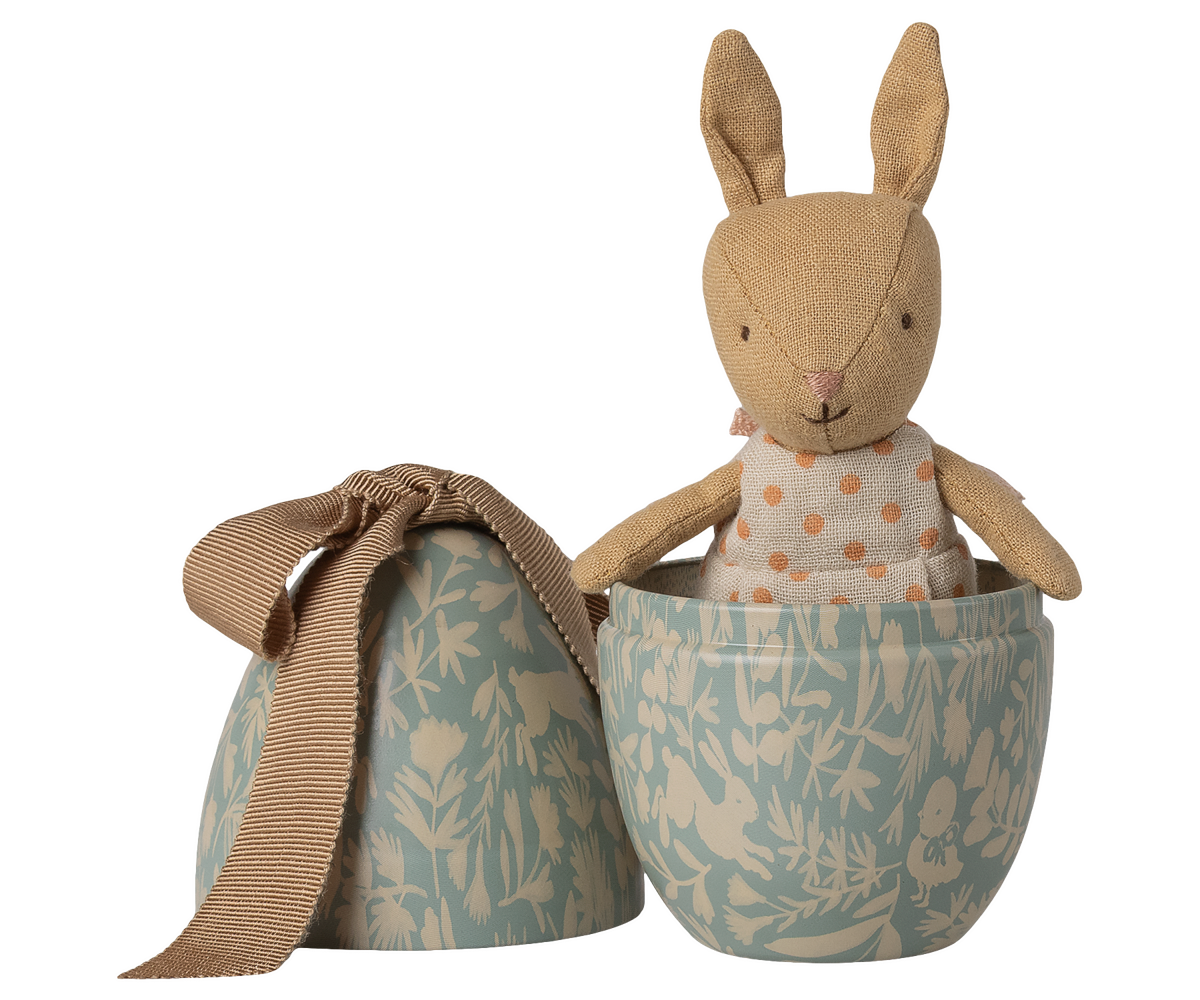 Maileg Easter Egg with Micro Rabbit Small Dusty Blue