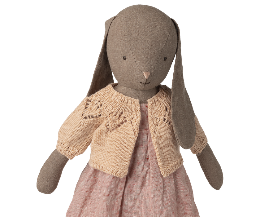 Maileg Knitted Cardigan Light Rose Size 4 Bunny dressed