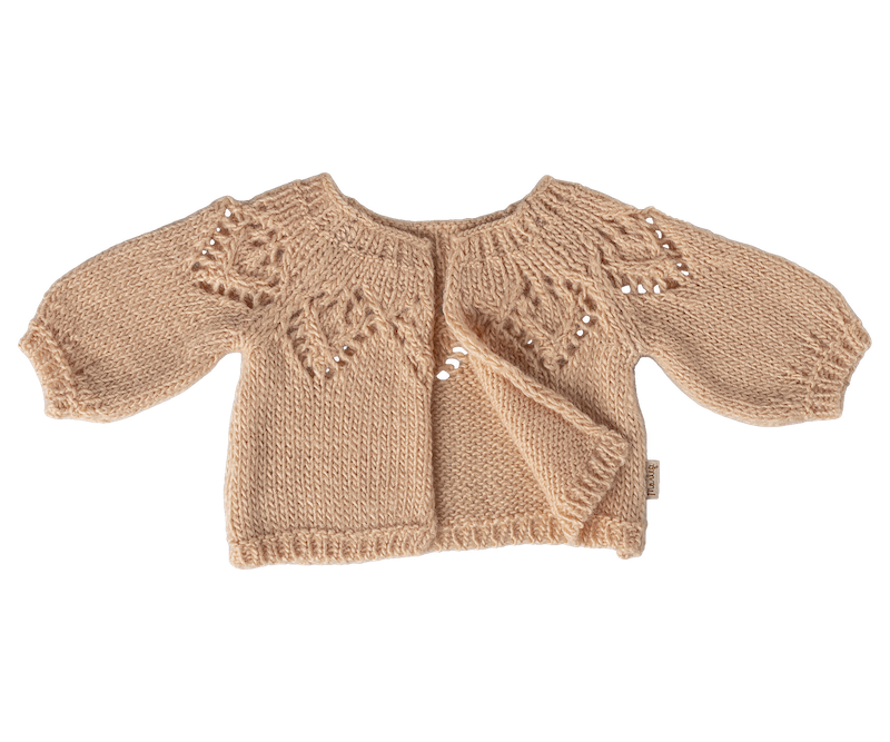 Maileg Knitted Cardigan Light Rose Size 4 Bunny detail