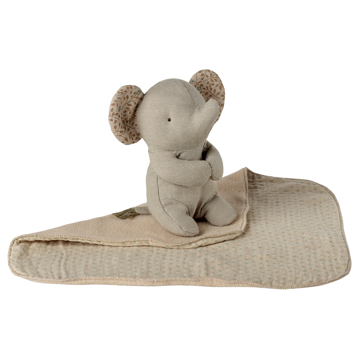Maileg Lullaby Friends Mini Elephant Iron Grey with blanket