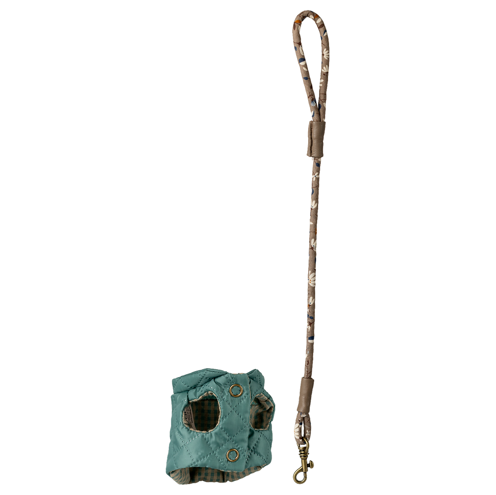 Maileg Puppy Supply Harness and Leash Dark Mint