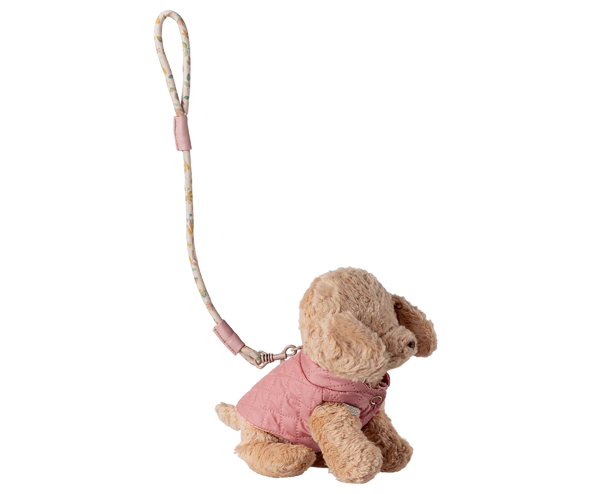 Maileg Puppy Supply Harness and Leash Rose with Puppy