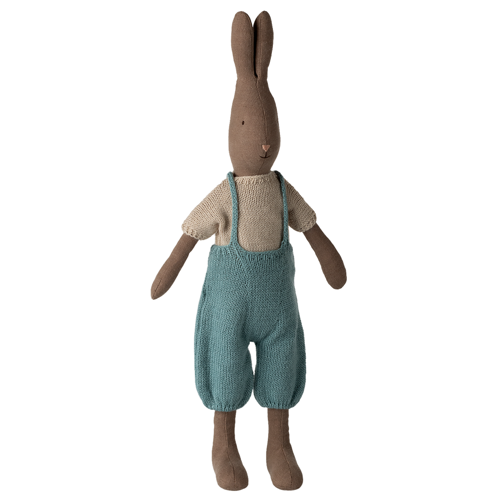 Maileg Rabbit Size 3 Brown Classic Knitted Shirt and Overall