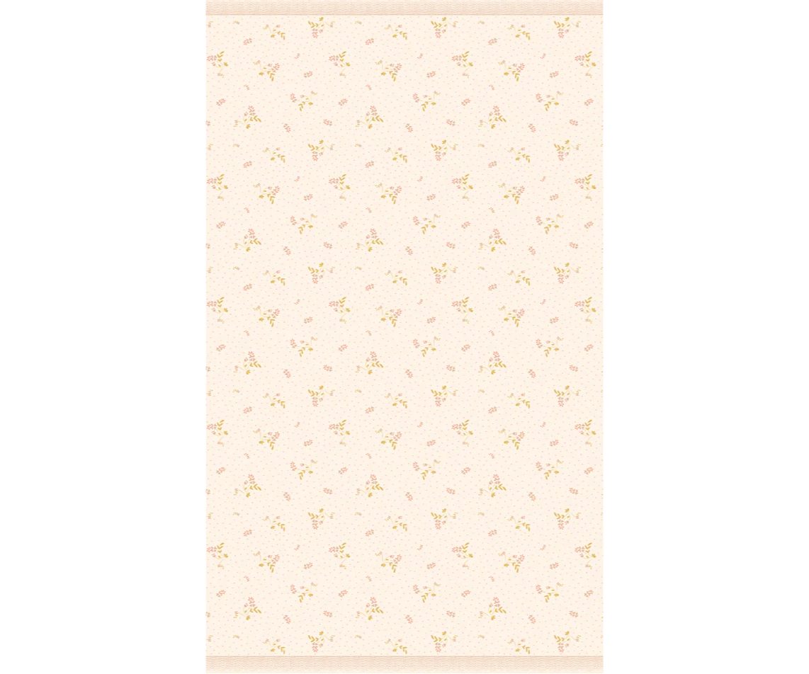 Beige rug with subtle pattern on a white background