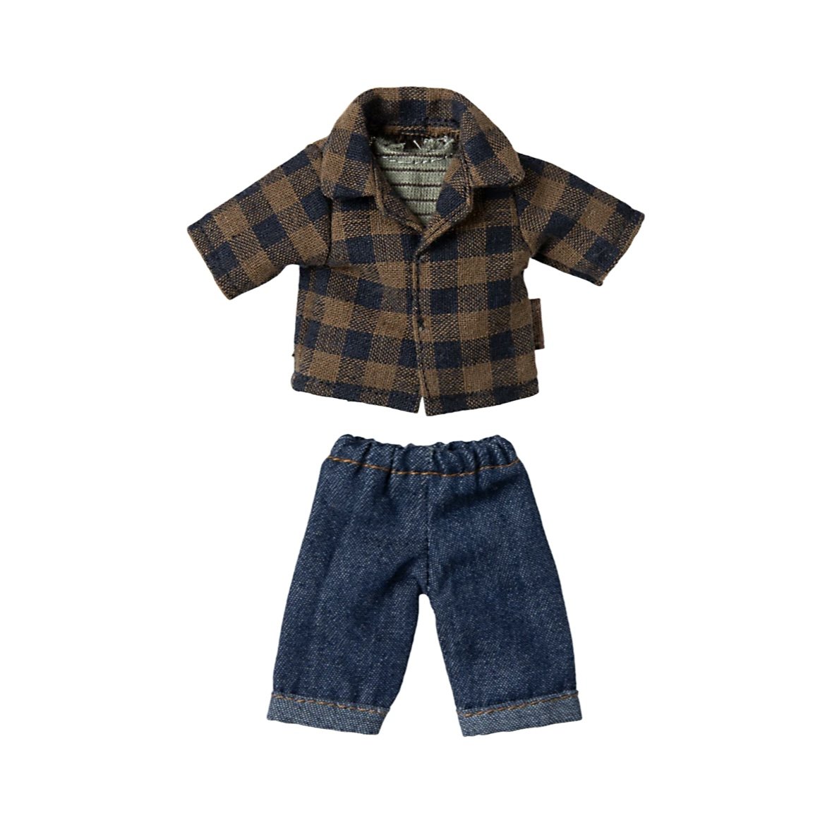Maileg Brown Checked Shirt & Pants, Dad Mouse