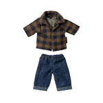 Maileg Brown Checked Shirt & Pants, Dad Mouse