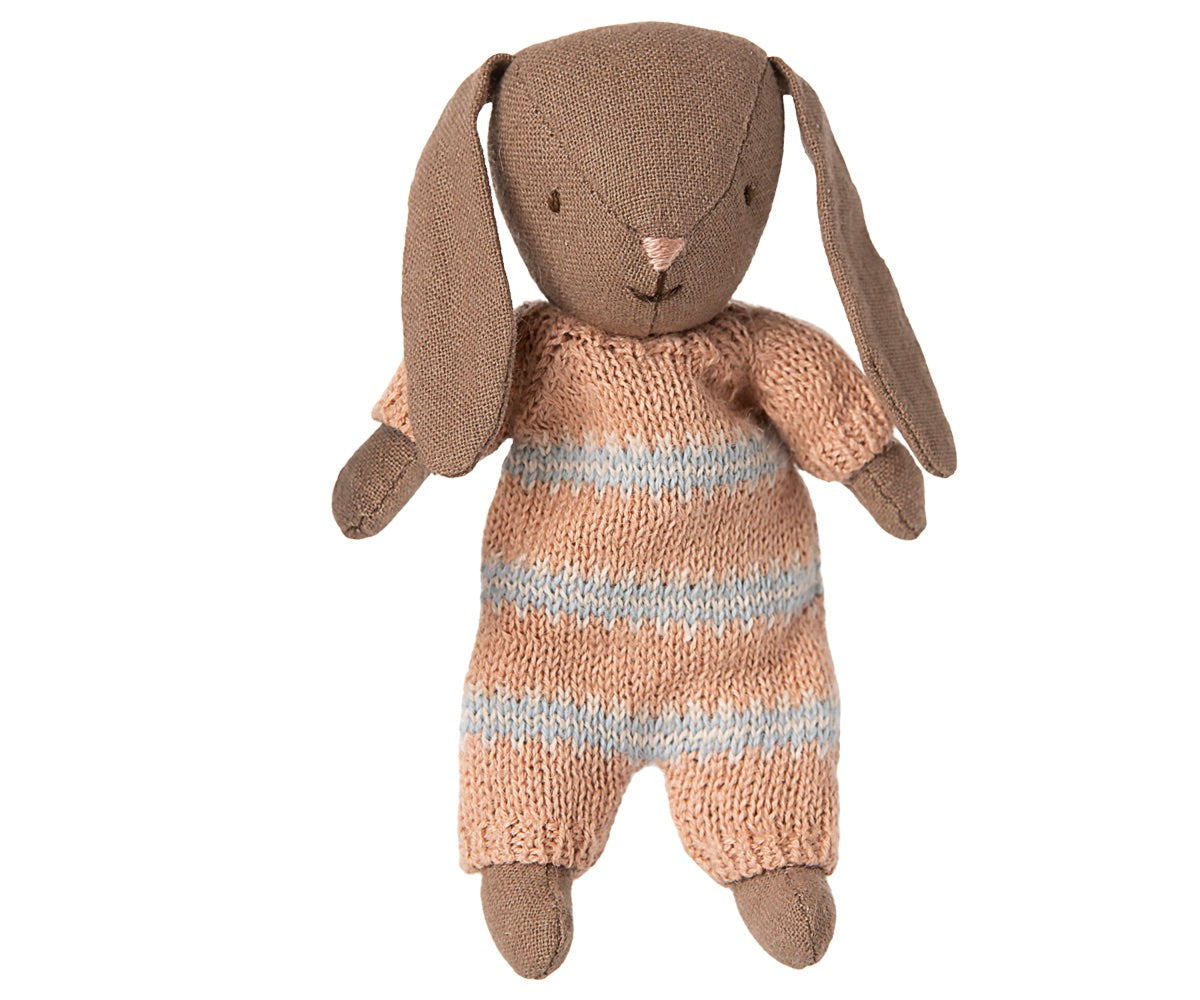Maileg Bunny Micro Brown Dusty Rose Knitted Suit