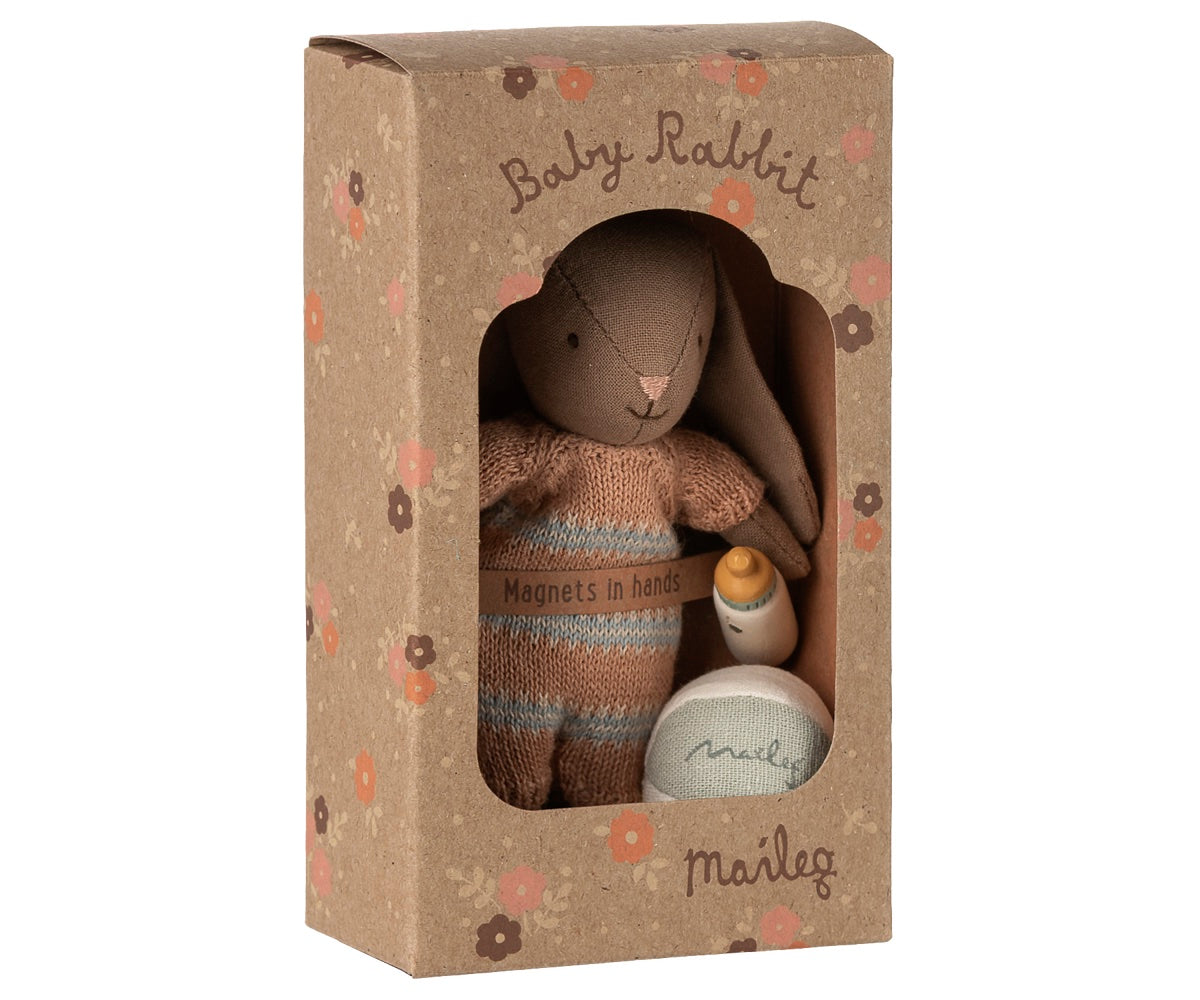 Maileg Bunny Set Micro Brown and Dusty Rose in box