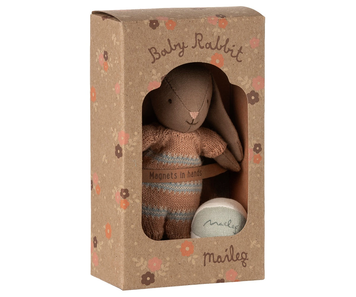 Maileg Bunny Set Micro Brown and Dusty Rose in box