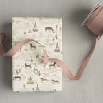 Maileg Gift Wrap, Chevaux Heureux wrapped gift with ribbon