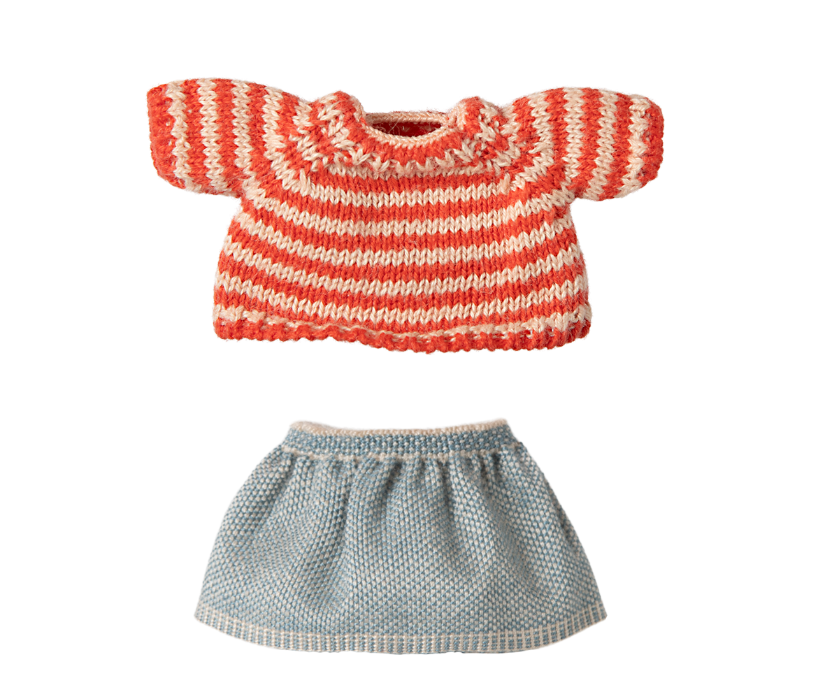 Maileg Knitted Sweater & Skirt, Big Sister Mouse