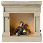 Maileg Mouse Fireplace - Off White Lit