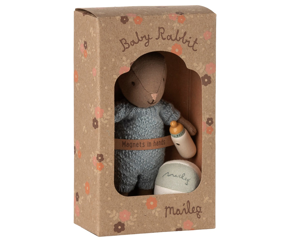 Maileg Rabbit Set Micro Brown and Blue in Box