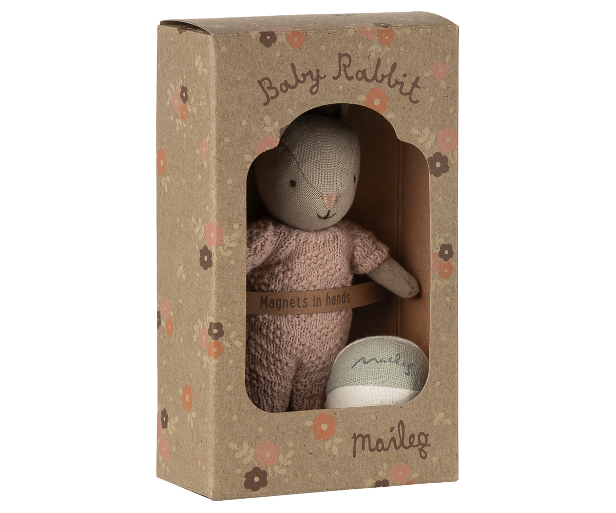 Maileg Rabbit Set Micro Sand and Rose in box