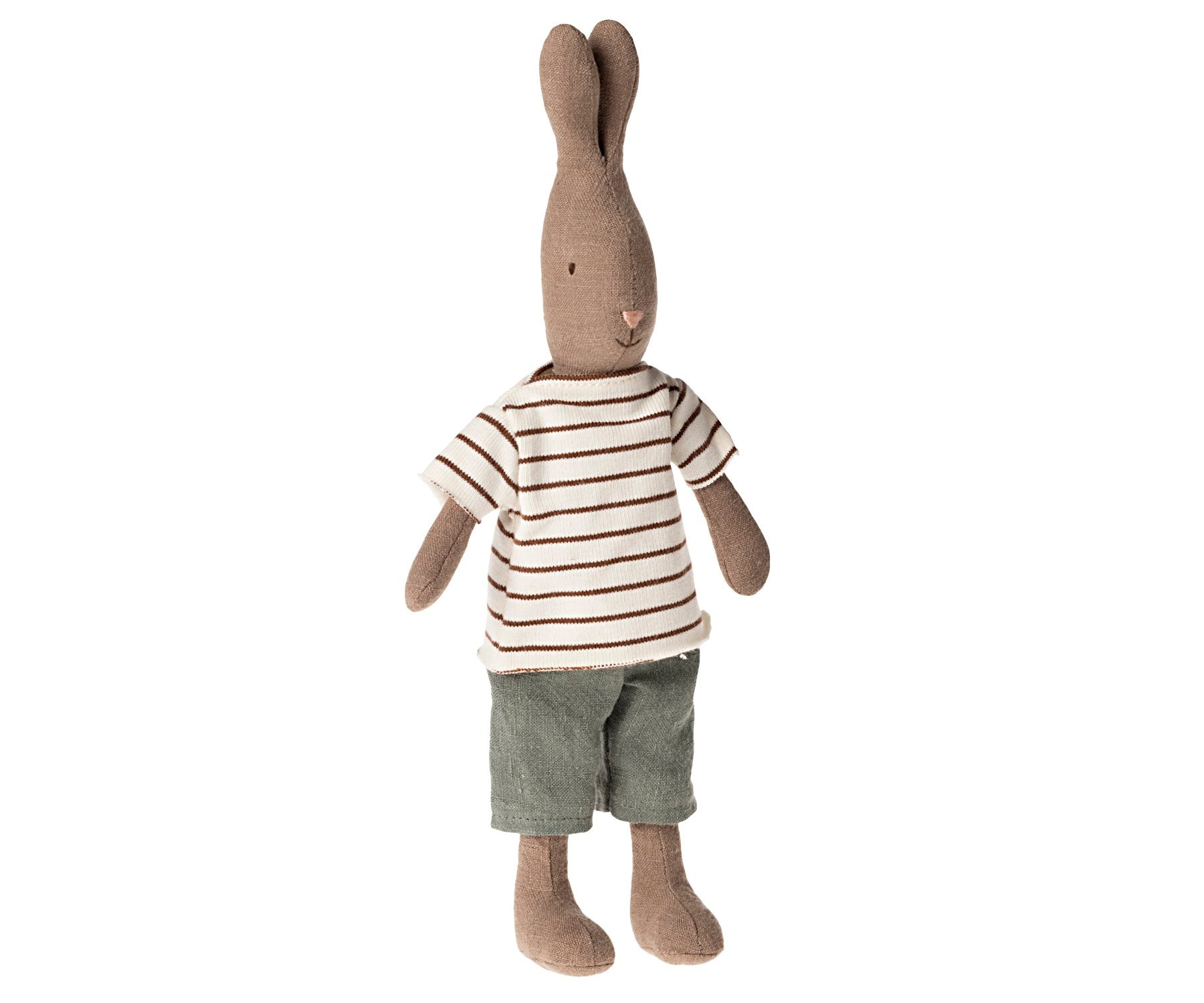Maileg Rabbit Size 2, Brown - Striped Blouse & Pants
