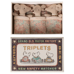 Maileg Triplets Baby Mice in Matchbox Checker