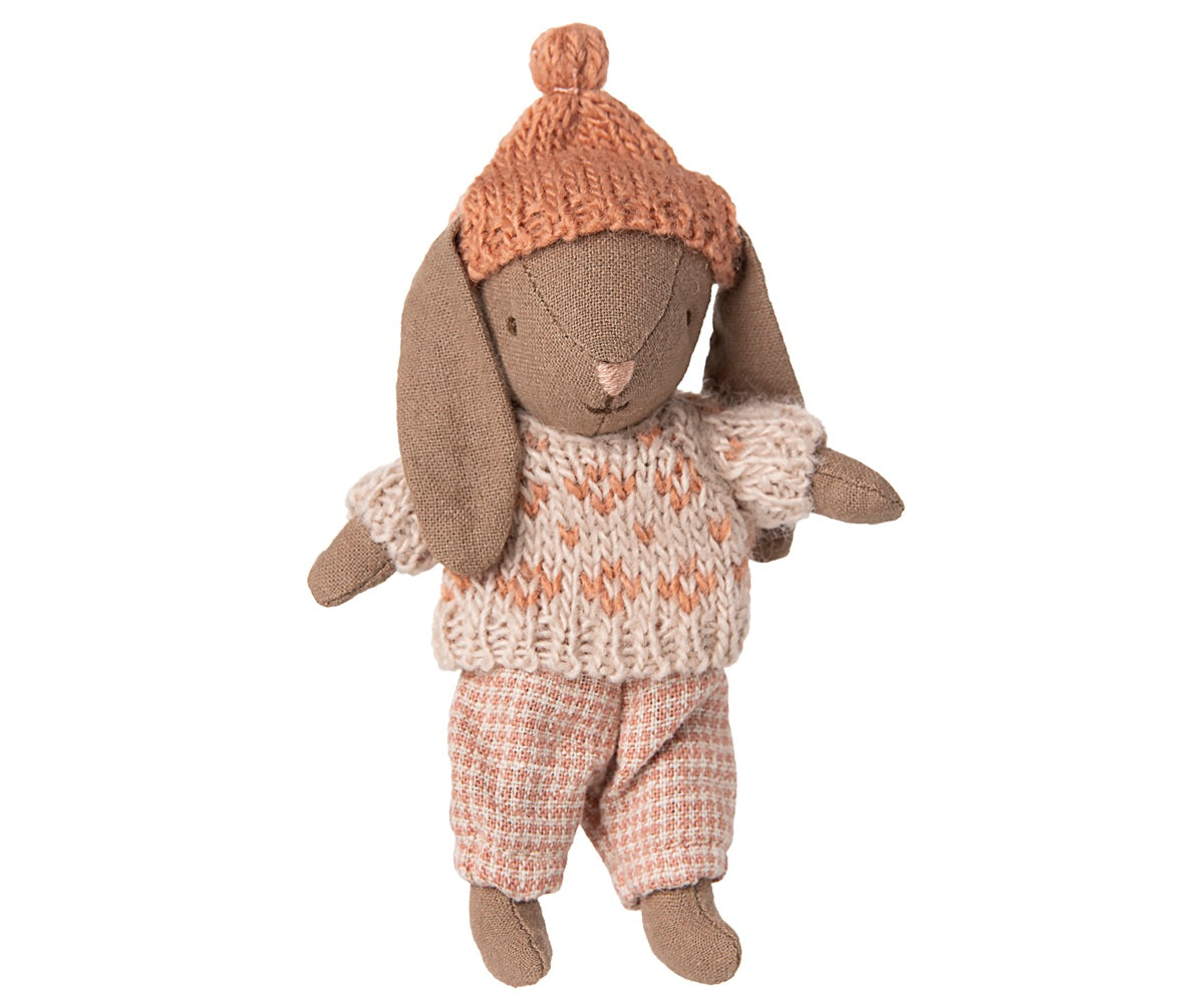 Maileg Winter Bunny Micro Brown & Rose 