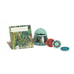 Moulin Roty children's educational toy set with projector and three cylindrical sets of images