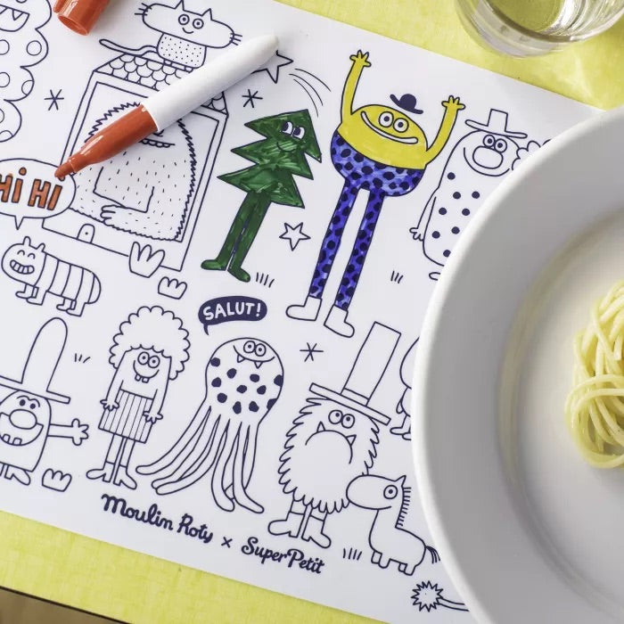 Moulin Roty Mini Silicone Colouring Mat and 4 Pens Les Schmouks