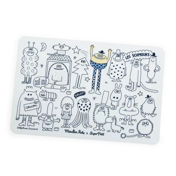 Moulin Roty Mini Silicone Colouring Mat and 4 Pens Les Schmouks