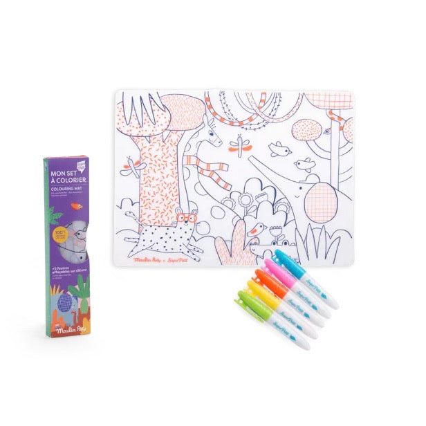 Moulin Roty Silicone Colouring Set and 5 Pens Les Toupitis