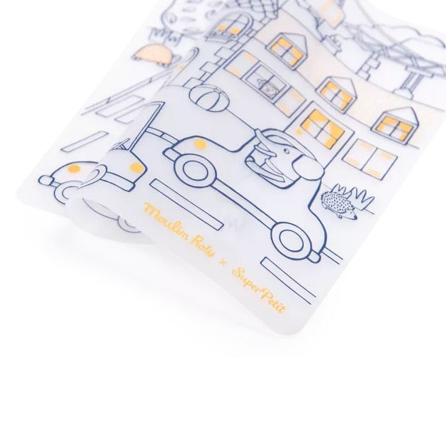 Moulin Roty Silicone Colouring Set and 5 Pens Les Popipop