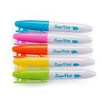 Moulin Roty five colourful markers with 'Super Petit' branding on a white background