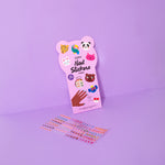 Pack of OMY nail stickers with colorful designs on a purple background