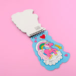 OMY sticker notebook with a unicorn design on a pink background