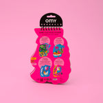 Pink packaging of an OMY product on a pink background