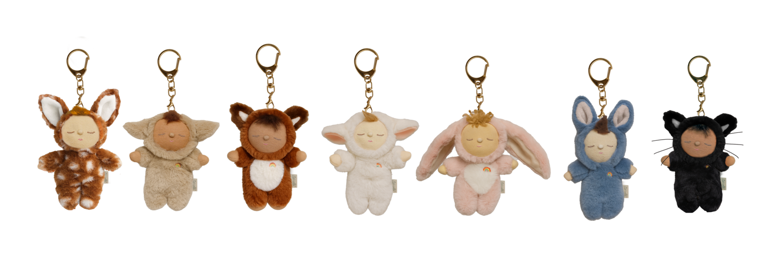 Set of eight Olli Ella Cozy Bag Charm Black Cat Nox