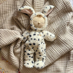 Olli Ella Cozy Dinkum Dog Domino Black White on blanket