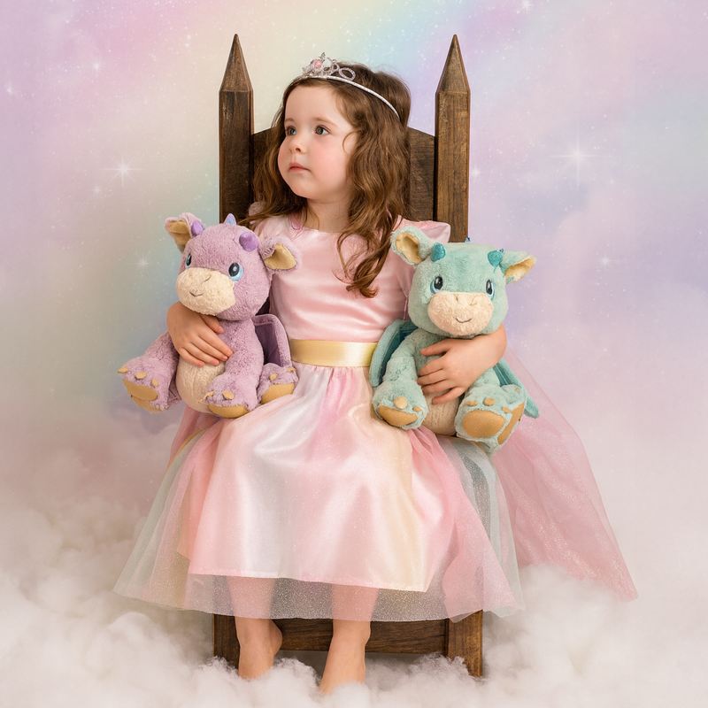 Olli Ella Dinkum Dragon Blaze with girl cuddles