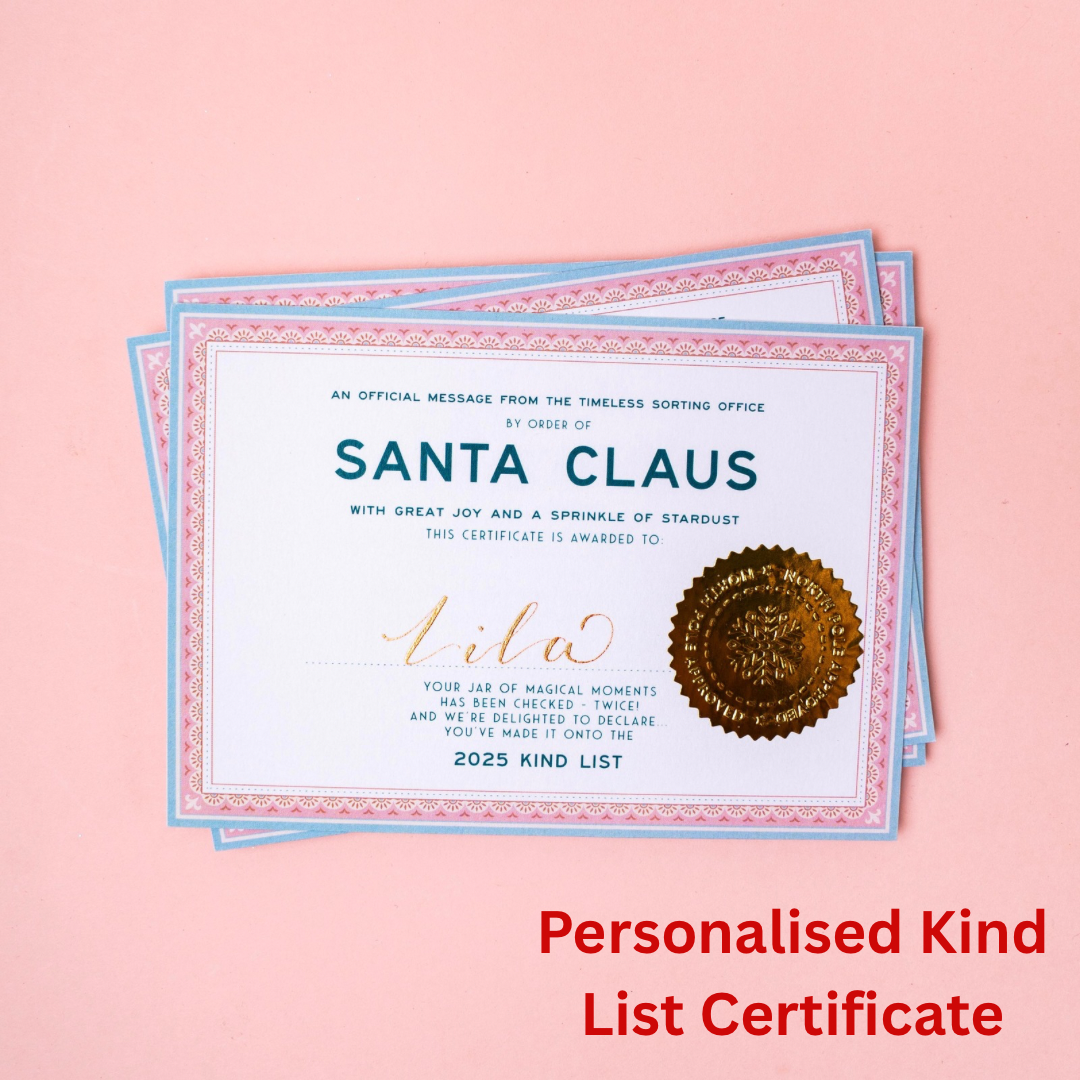 Personalised Kind List Certificate from Santa Claus on a pink background