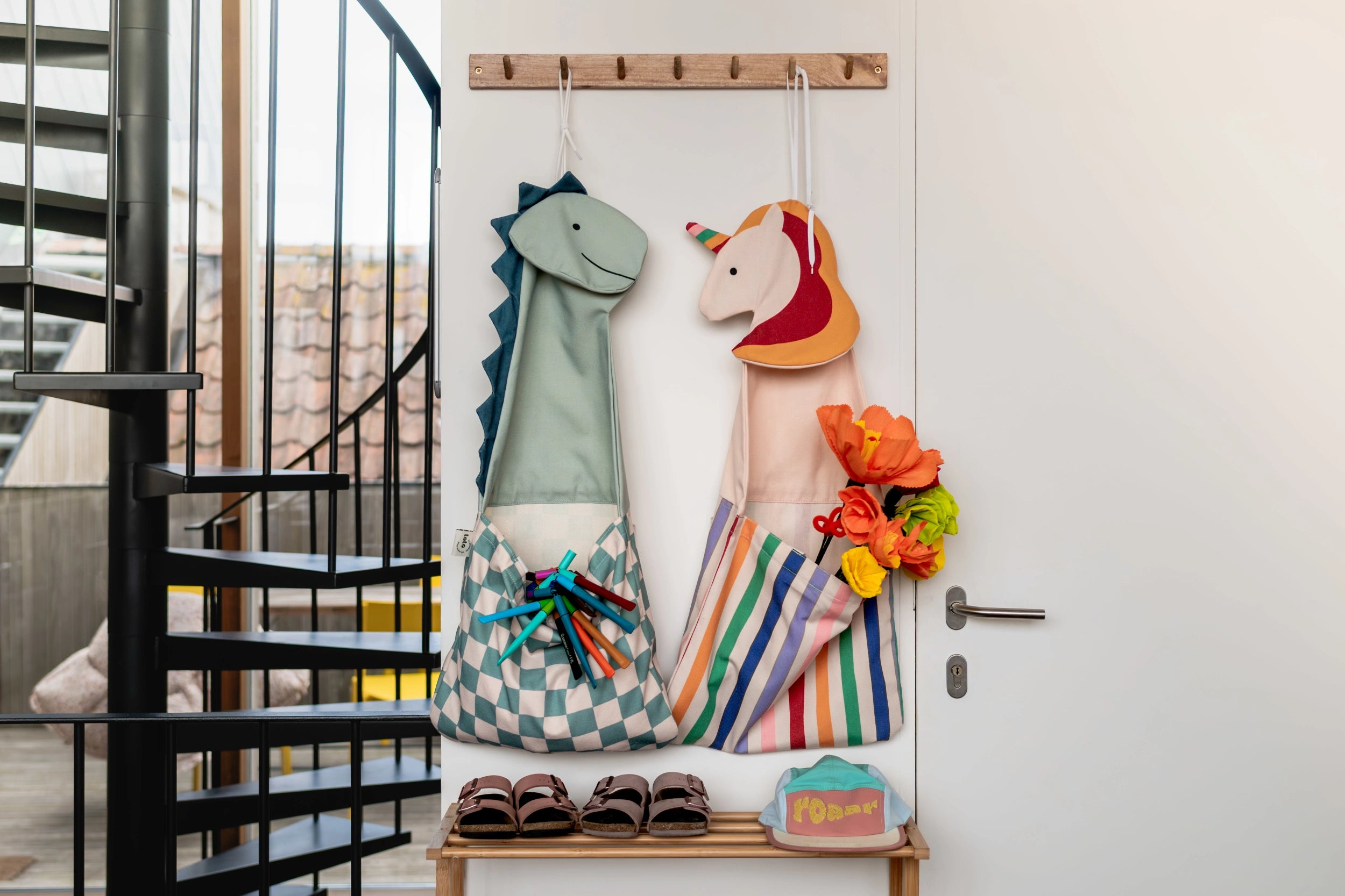 Toto Dino Bag with Unicorn bag on hooks