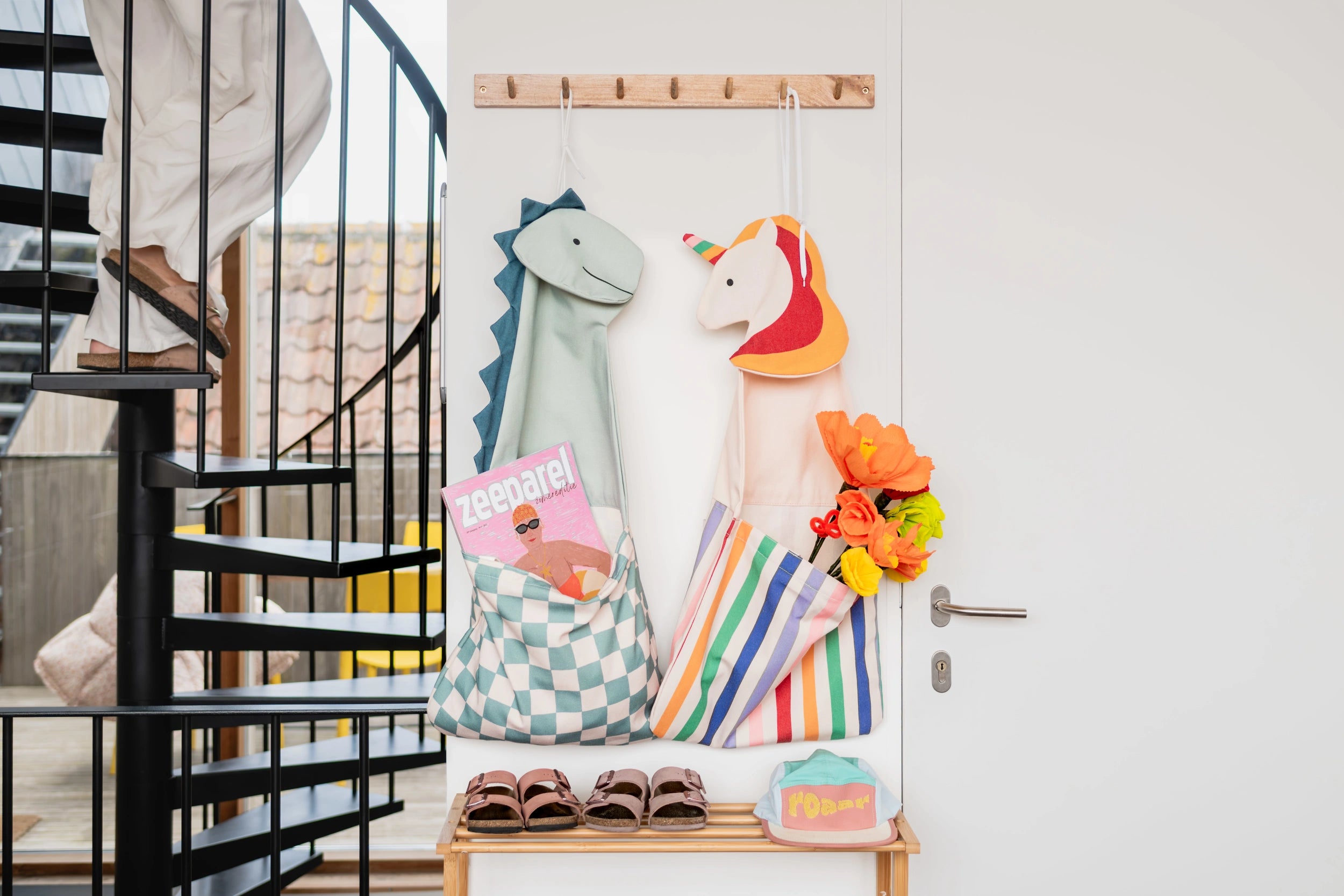 Toto Dino Bag with Unicorn bag on hooks