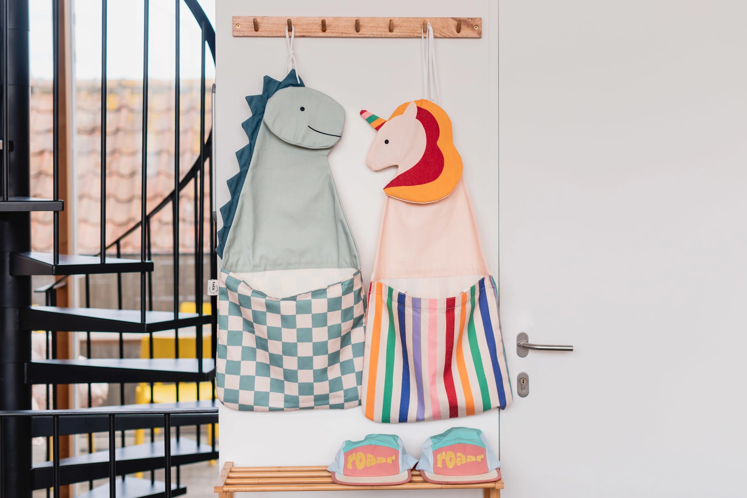 Toto Dino Bag with Unicorn bag on hooks